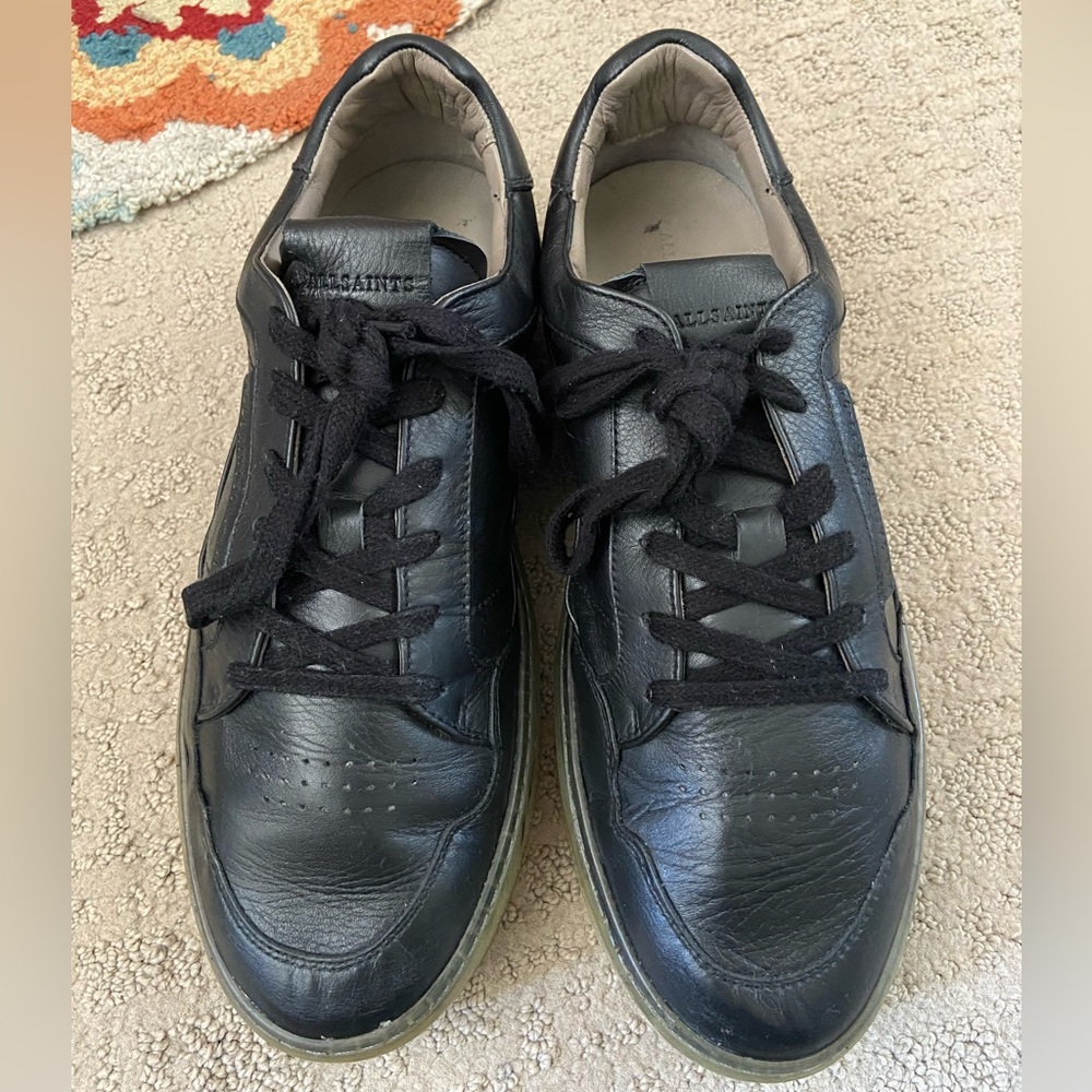 All Saints Black Leather Low Top Sneakers 9M/42